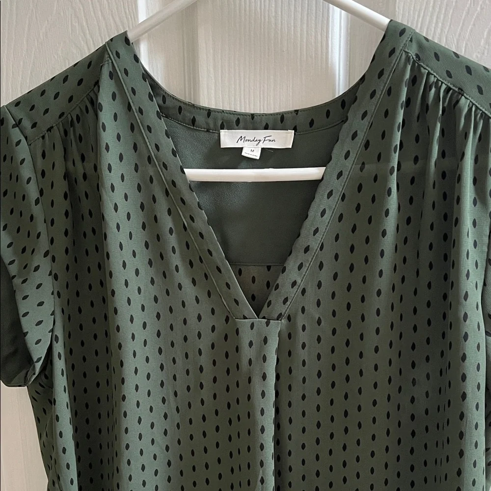 Chic Forest Green V-Neck Blouse by Abrand - Picture 3 of 3